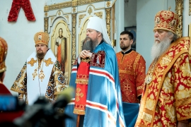 В день празднования памяти великомученицы Ирины митрополит Дионисий возглавил Божественную литургию на московском подворье Белорусского экзархата
